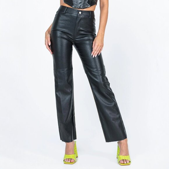 Princess Polly Pants - Princess Polly // Black Macey Faux Vegan Leather Pants 8